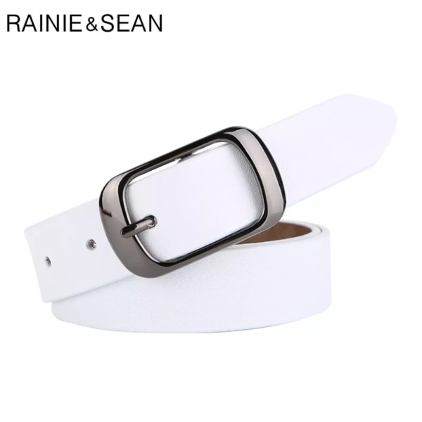 RAINIE SEAN Vitt bälte Kvinnor Kvinnor Äkta Läder Kvinnor Bälte Hög kvalitet Märke Spänne Dam Bälten för Jeans 110cm red 105CM
