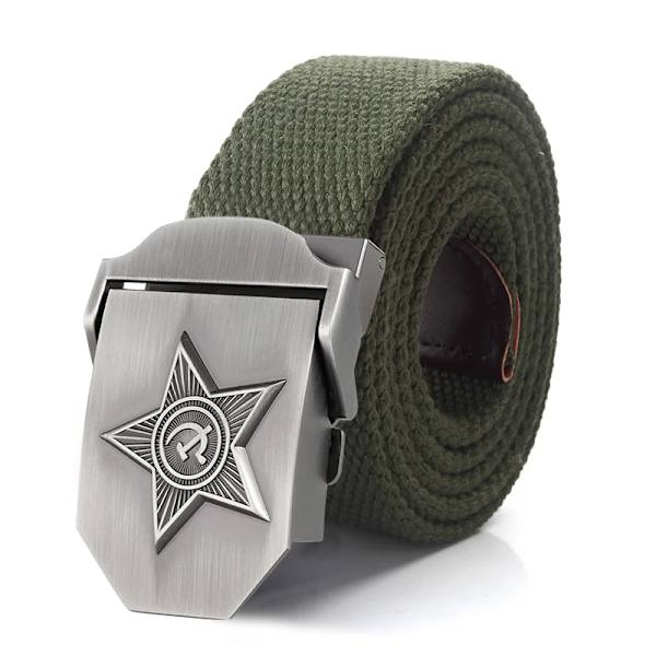 SupSindy Män&Kvinnor Canvasbälten 3D Five Rays Star Army Militär Taktiskt bälte CCCP Patriotiska soldater Man Strap Jeans Midjeband Red 130cm