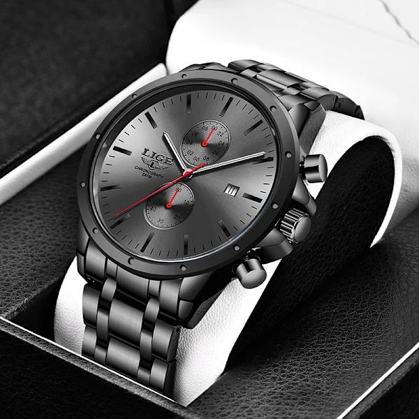 2021 Ny Watch Lyx Toppmärke Militärsvart Quartz Klockor Herr Vattentät Kronograf Sport Lysande Armbandsur Black blue M