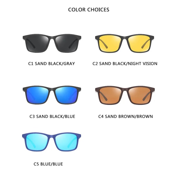 Varumärkesdesign Klassiska polariserade solglasögon Män Kvinnor Kör fyrkantig ram Mode Solglasögon Man Goggle UV400 Gafas De Sol C5 Polarized
