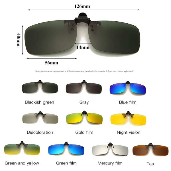 LongKeeper polariserade fotokromiska linser Clip On Solglasögon Bilförarglasögon Anti-UV Solglasögon Körglasögon Tillbehör blackish green