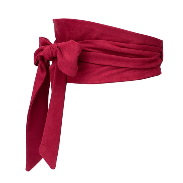 Aecibzo 9 färger Mocka midjebälten Bred korsett Cinch Dress Bälten Cummerbunds Bowknot Självknytande omlott Obi midjeband Green