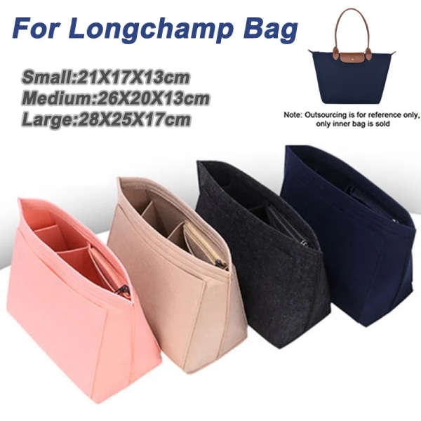 Filtinsatsväska Passar för Longchamp Handväska Linerväska Filttyg Sminkväska Stöd Resor Bärbar insats Handväska Organizer A style(.414) L(.414)