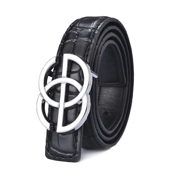Nytt Barn Bältesrem Hög Kvalitet Lyx Barn Pojkar/flickor lädermodebälten student Legeringsspänne Bälte Jeans Midjebälte 2black 80cm