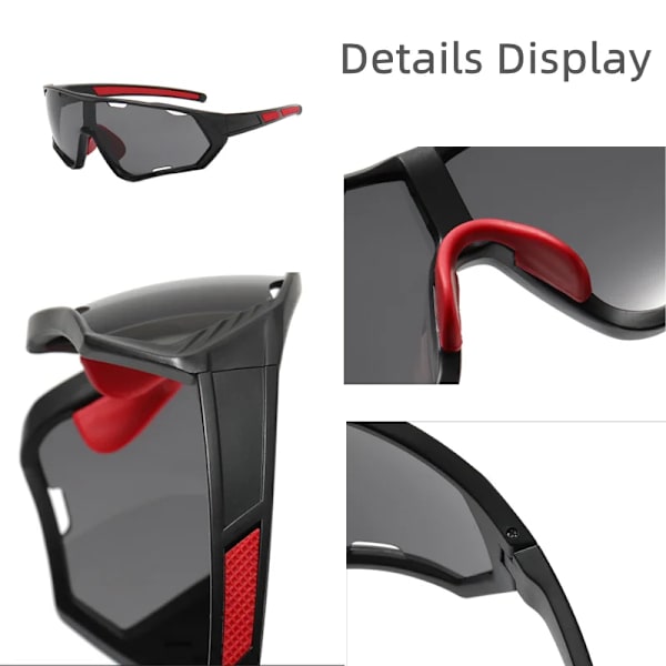 Utomhussportglasögon Män Kvinnor Cykelglasögon Mountain MTB Cykling fiske UV400 färgglada Solglasögon snygga Cykelvägsglasögon Black