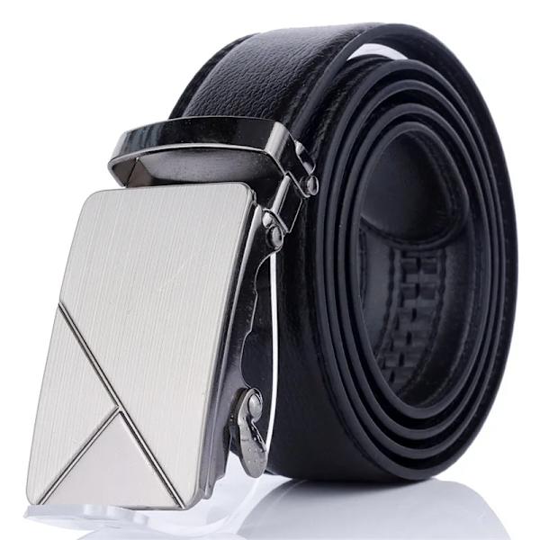 Ny stil 120 cm herrbälte med automatiskt spänne Lyxigt Casual Fashion Business Högkvalitativa midjeband i konstläder Grind Silver4-120cm 120cm