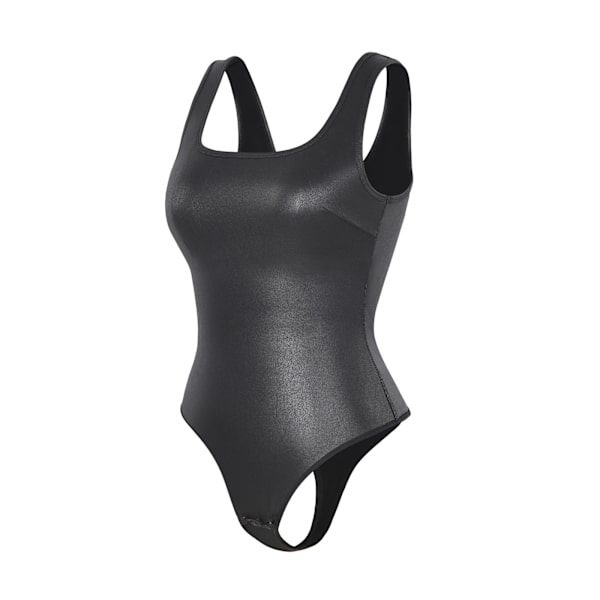 Sexig stringtrosa damkorsett Fyrkantig konstläder Fyrkantig body Shapewear Slimming Slida Kvinna Falt Mage Waist Trainer Black M