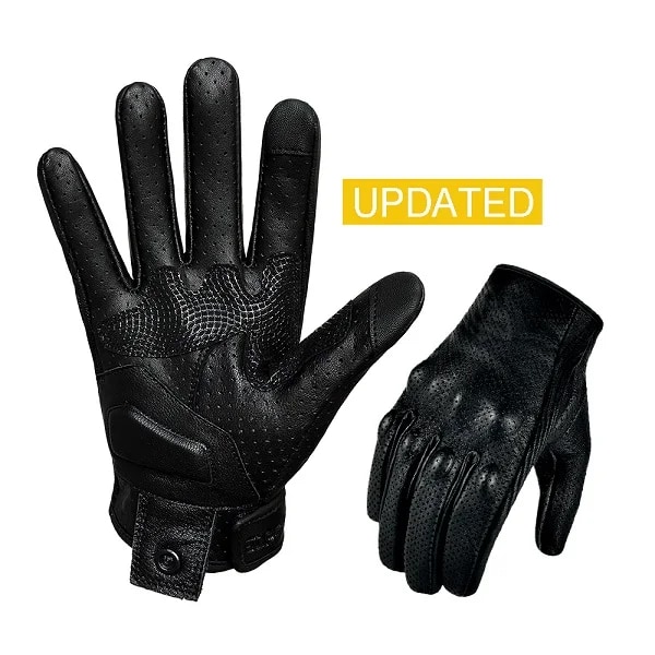 Motorcykelhandskar Dam Mentouch Skärm Premium Läder Svart Gul Brun Cykelhandske Motorcykel Motorcross Vante Men G01D Mesh M