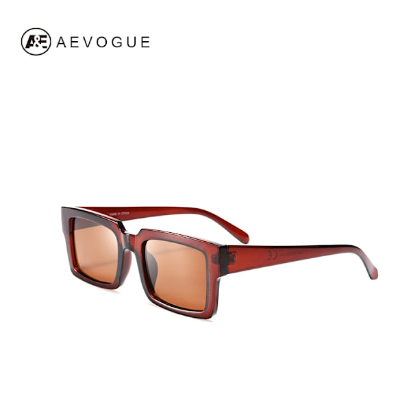 AEVOGUE Solglasögon Dam Rektangelbåge Transparent Brand Designer Retro Solglasögon Unisex fyrkantiga Brun UV400 AE0664 NO2 follow picture