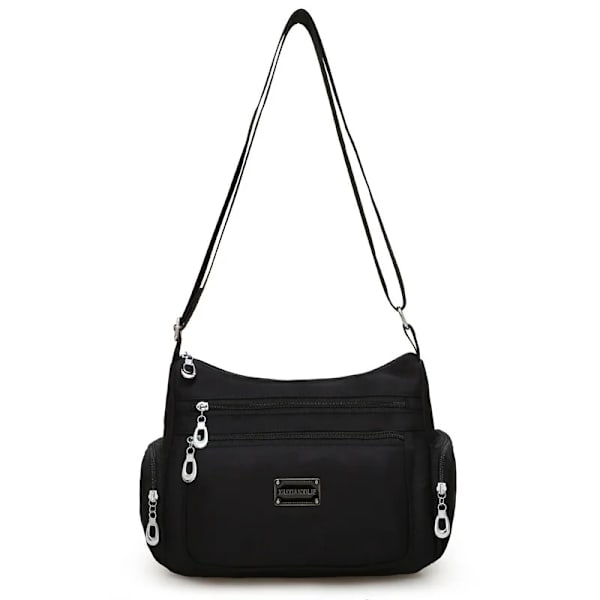 Kvinnor Casual Bolsos Messenger Bag Vattentät Nylon Axelväska Stor kapacitet Mamma Handväskor Tote Crossbody Pack Sac En huvudväska Black 28x11x20cm