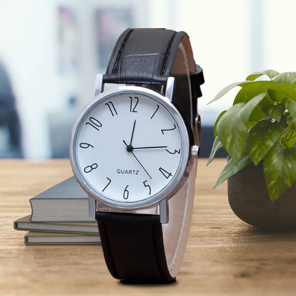 High-end temperament watch watch blå glasarmband klocka unisex watch vit affärsscen B white surface black belt