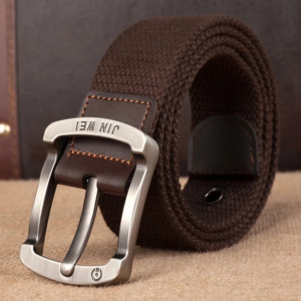 Herrspänne canvas bälte polyester flätat utomhus fritidsbyxor bälte 110-140 i längd 3,8 cm i bredd PWD001 coffee 110cm