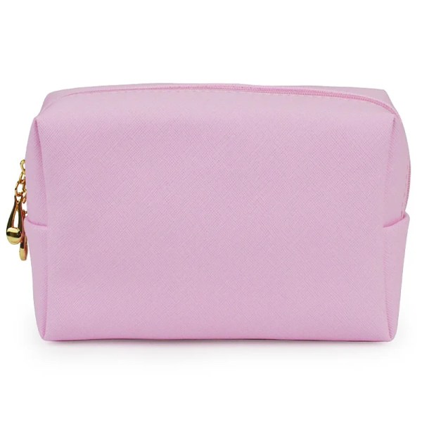 1 st Läder Dragkedja Kosmetikväska Kvinnor Enkelt resor Case Bärbar Wash Sminkväska Make Up Organizer Hållare Silver