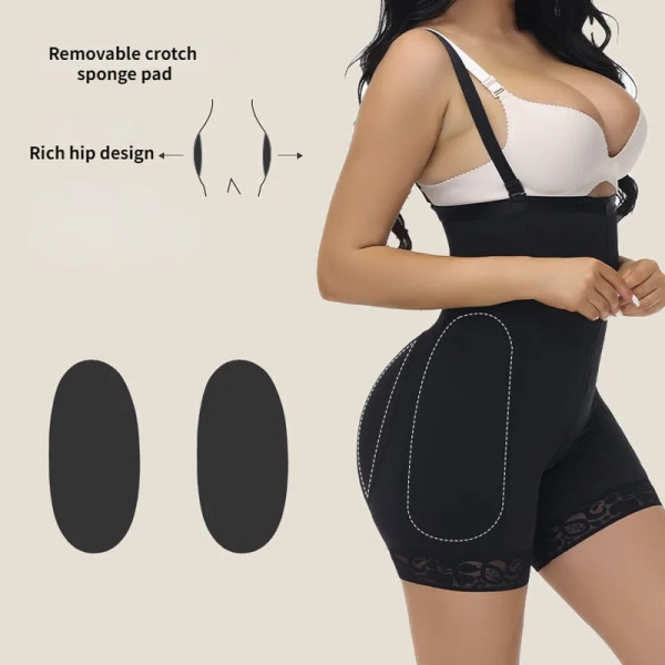 Kvinna Binder Shaper Kroppsbantning Slida Platt Mage Magkontroll Push Up Rumpa Fyllning Enhancer Rumpa Höft Vadderad Body 4XL