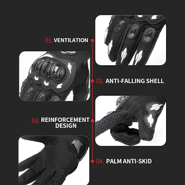 Rider Handskar Andningsbara Fullfinger Racinghandskar Utomhussport Skyddande Ridning Off-Road Terrängfordon Handskar Motorcykel WG28-1 pair red L