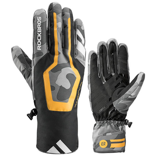 ROCKBROS Varma Cykelhandskar Vinter Vindtät Vattentät Motorcykel MTB Handskar Herr TPU Touch Screen Elcykel Scooter S233C M