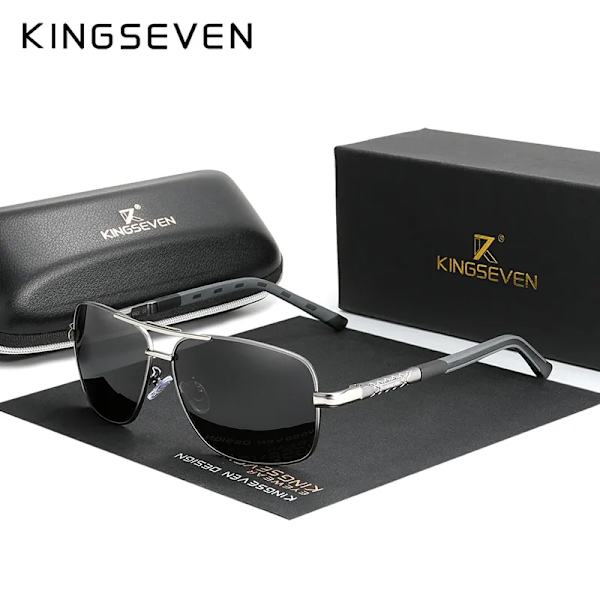 KINGSEVEN 2020 Aluminum Brand Pilot Polarized Solglasögon Män Kvinnor Modebåge Man Solglasögon för att köra Oculos de sol Gun Gray Other