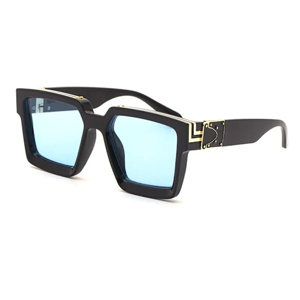 Nytt lyxvarumärke Designer fyrkantiga överdimensionerade solglasögon Herr Kvinnor 2022 Mode Tjocka Bågar Glasögon Herr UV400 Manlig Kändis C15 Black Blue As picture