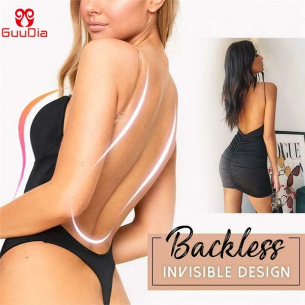 GUUDIA Kvinnor Body Shaper Rygglös sömlös stringtrosa Shapewear Push Up Shapers Bantningskorsett Build In Cup Öppen gren elegant black M