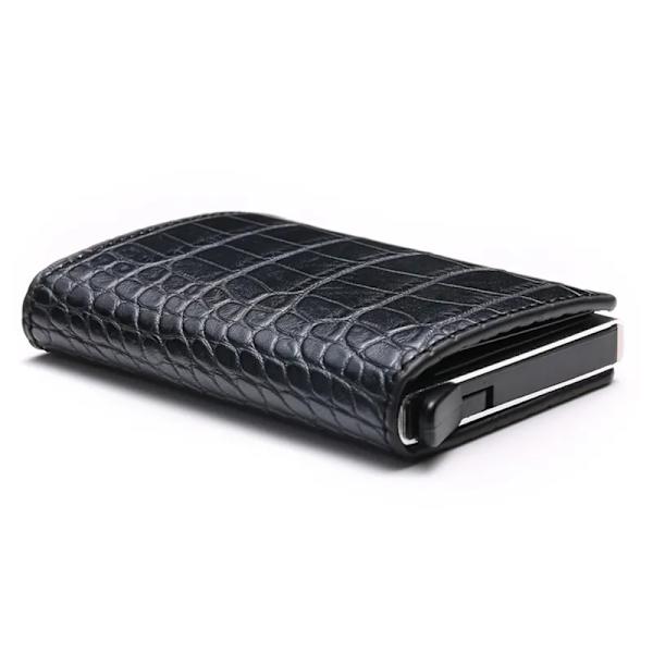 Bycobecy Gravyr Anpassad Män Kvinna Läderplånbok RFID Aluminium Business ID Bank Kreditkortshållare Smart Wallet Korthållare K9109 Red