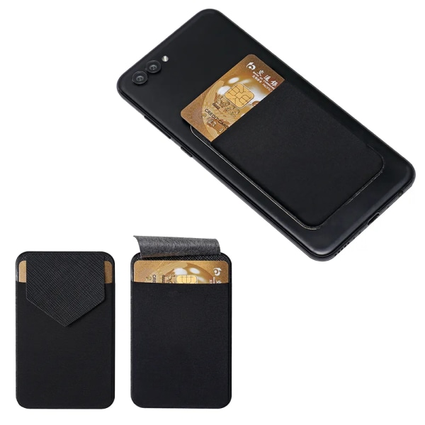 Universal mobiltelefon plånbok korthållare män Elastisk mobiltelefon plånbok Kredit ID-kort hållare självhäftande case klisterväska black