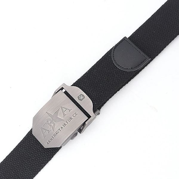 Män och kvinnor Militär canvas bälte metall automatiskt spänne utomhus militär träning taktiskt bälte polis unisex jakt jeans gördel Gray stripe 110cm
