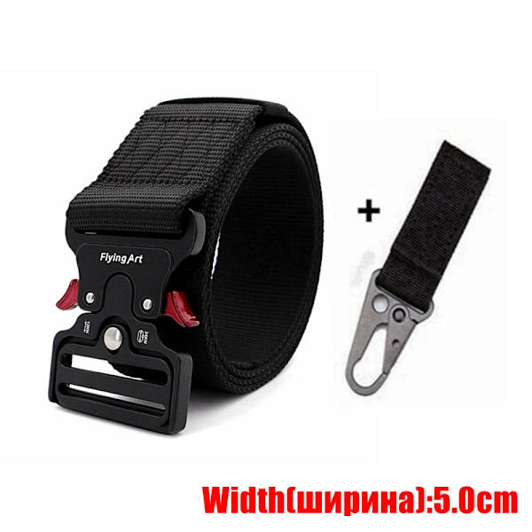 125-145CM taktiskt armébälte Militärträning Battle Nylon midjebälte Överlevnadstillbehör Krok Automatiska metallspännen för män 5.0cm B belt 1 hook 125cm