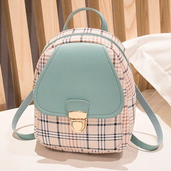 Mini Crossbody-väska för tonårsflicka Pläd kvinnor axel telefonväska Koreansk stil Ny trendig kvinna Blue