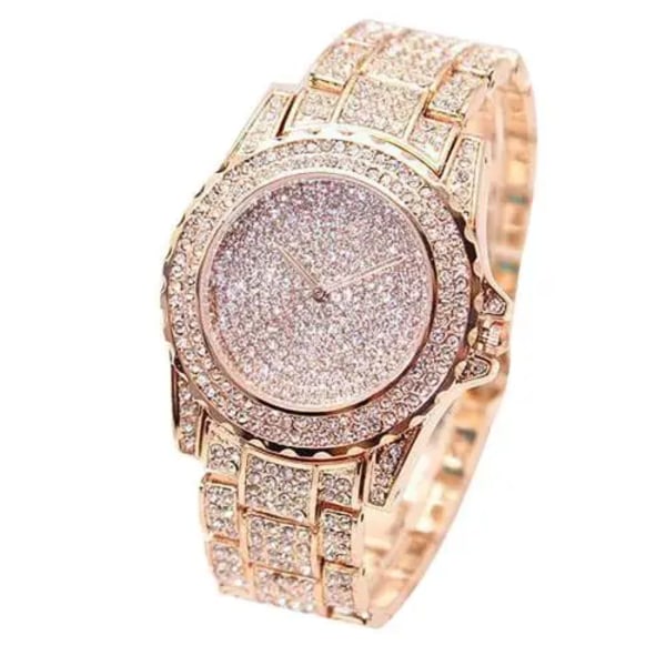reloj mujer Full Shiny Diamond Watch Lyx Rhinestone Rund Quartz Urverk Armband Klocka Dam Klockor Dammodeklocka Rose Golden