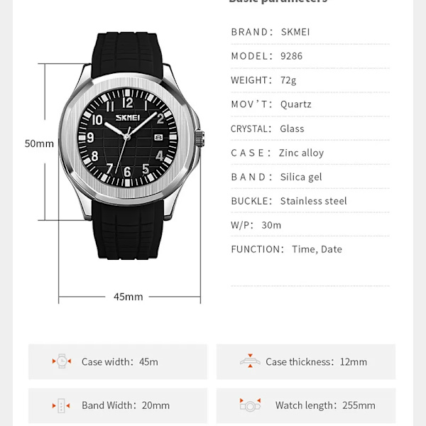 SKMEI Top Luxury Märke Silikonrem Business Klocka Vattentät Quartz Armbandsur För Man Casual Date Watches Herr reloj hombre Brown