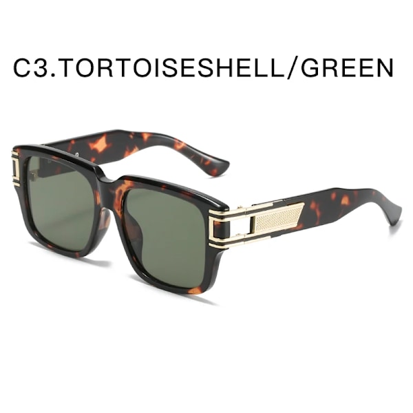 ZFYCOL Retro fyrkantiga solglasögon Män Lyxmärke Oversized Dam Solglasögon Mode Glasögon Bilkörning Solglasögon UV400 Oculos C3 Leopard Green Other