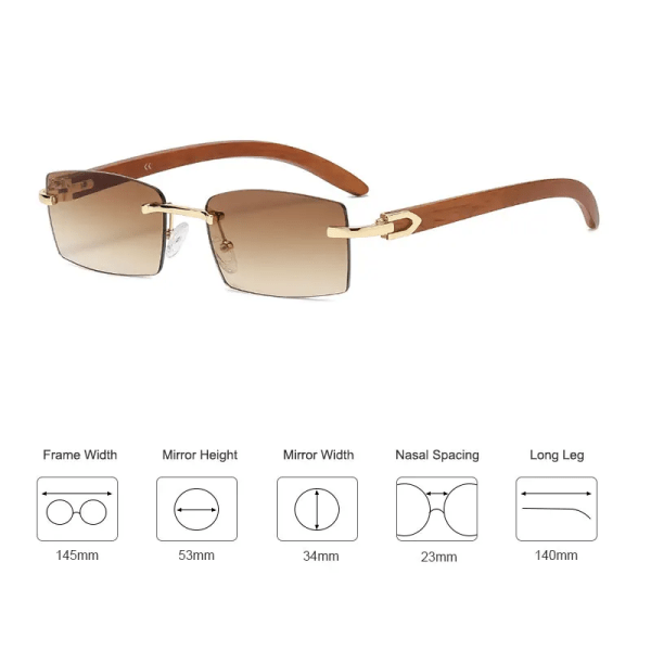 CATERSIDE New Punk Rimless Rectangle Solglasögon Herr 2021 Mode Vintage Trendig Small Ram Solglasögon Ramlösa Glasögon UV400 A09 Clear As Photos Showing