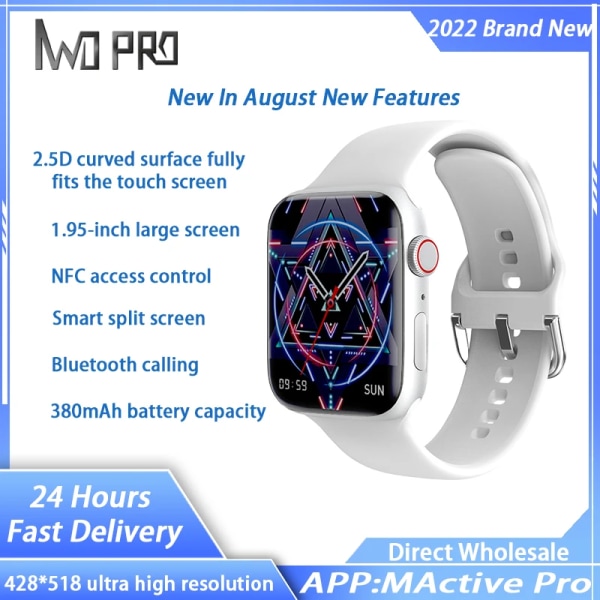 IWO PRO NYHET Men Smart Watch SmartWatch NFC 90MHz Hög borste 1,95IPS Stor skärm 428*518 Upplösning PK W58 W28 MAX DT8 MAX Pink
