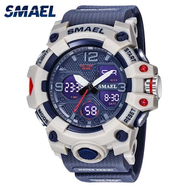 Watch Watch För män Väckarklocka Stoppur LED Digital Bakgrundsbelysning Dual Time Display 8008 Herrklockor Vattentät CAMO-BLUE