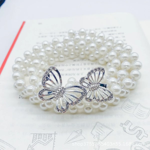 Trendig pärla midjekedja Dammode Rhinestone Elastisk klänning Midjeband Dam Designer tunna midjebälten Kläder Accessoarer Type 19 115cm