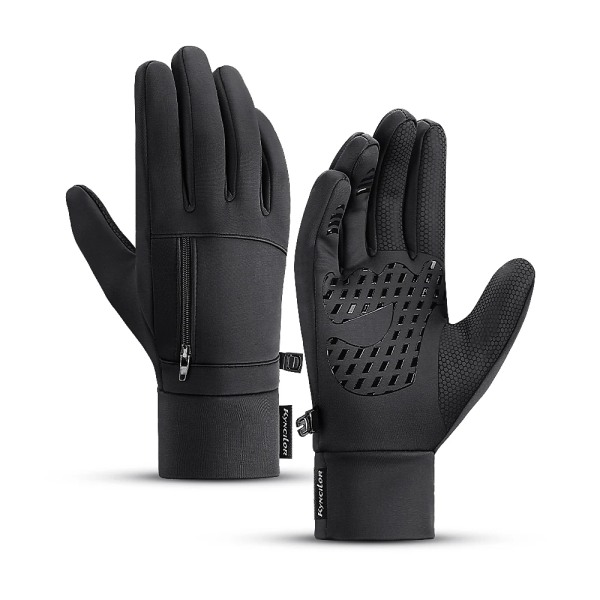 Pekskärm Vindtät utomhussporthandskar Män Kvinnor Vinterhandske Fleece Thermal Varma löparhandskar Anti-halk Cykelhandskar A0014-BK L