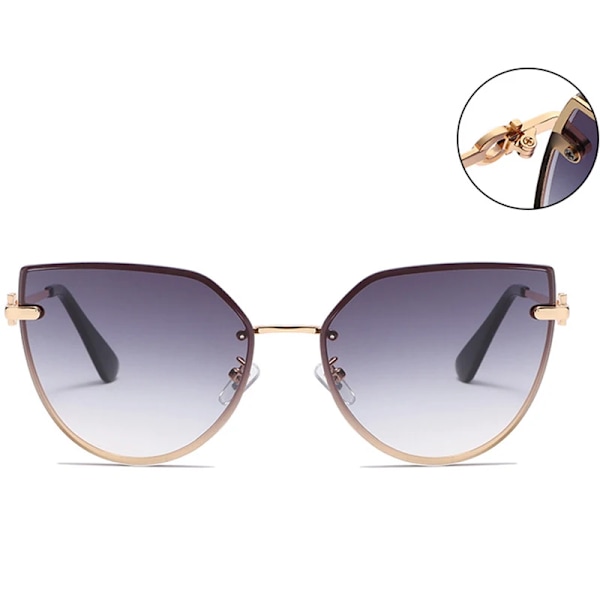 HKNA Oversized Cateye Solglasögon Dam Lyxmärke Glasögon Dam/Män Gradient Glasögon Dam Metall Gafas De Sol Mujer uv400 GrayPink Free Cloth