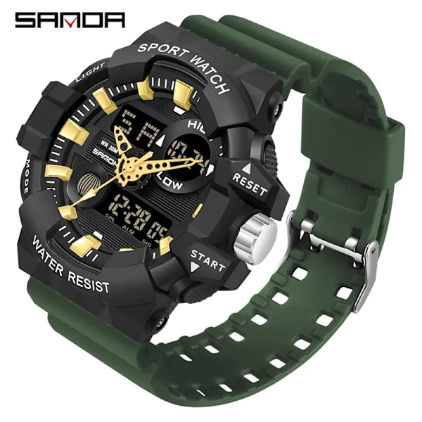 SANDA White Sports Herrklockor Toppmärke Lyx Militär Quartz Watch Herr Vattentäta Armbandsur relogio masculino 780 Men Black Green