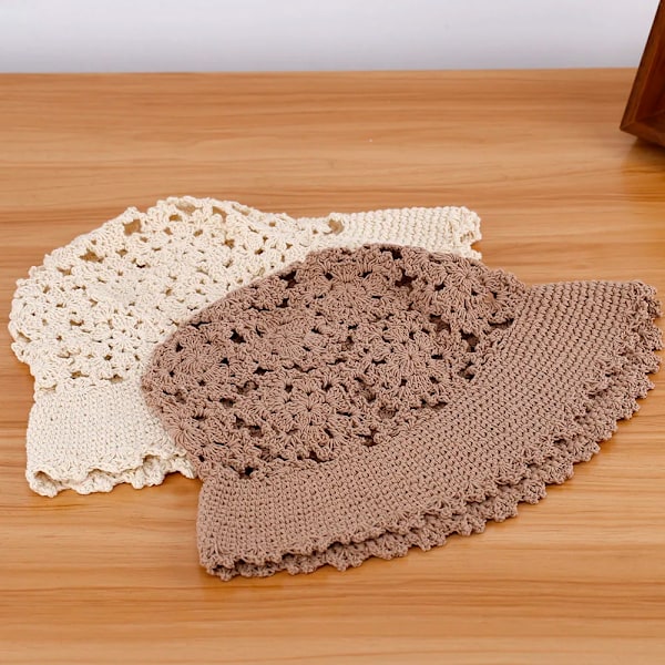Virkade mössor, hinkhatt, beanie, basker, kepsar för kvinnor, platta kepsar, lyxiga designermärken, sommarhatt, capjacqueus-hatt khaki 56-58cm