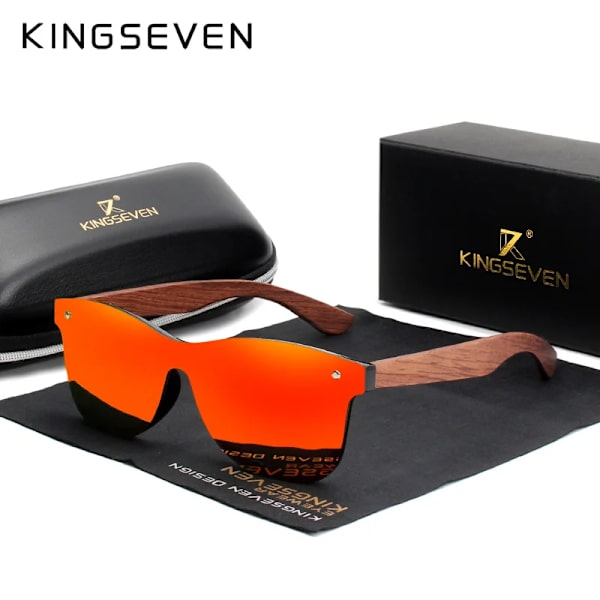 KINGSEVEN Naturligt trä Solglasögon Män Polariserat Mode Solglasögon Original Trä Oculos De Sol Masculino red bubinga wood Original