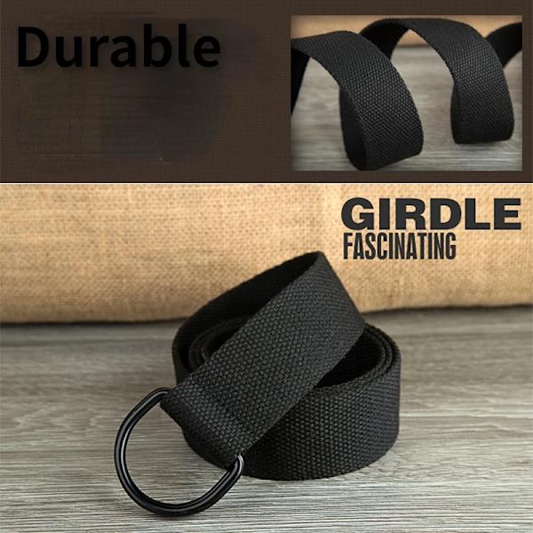 2023 Nytt taktiskt canvasbälte högkvalitativt kvinnor män dubbla D-ringspänne midjeband Casual canvas kvinnligt bältetyg ​​för jeans Black 110cm