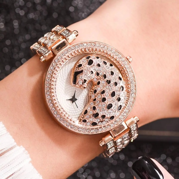 Lvpai Watch Quartz Watch Mode Bling Casual Damklocka Kvinnlig Quartz Gold Watch Crystal Diamond Leopard For Women Klocka golden