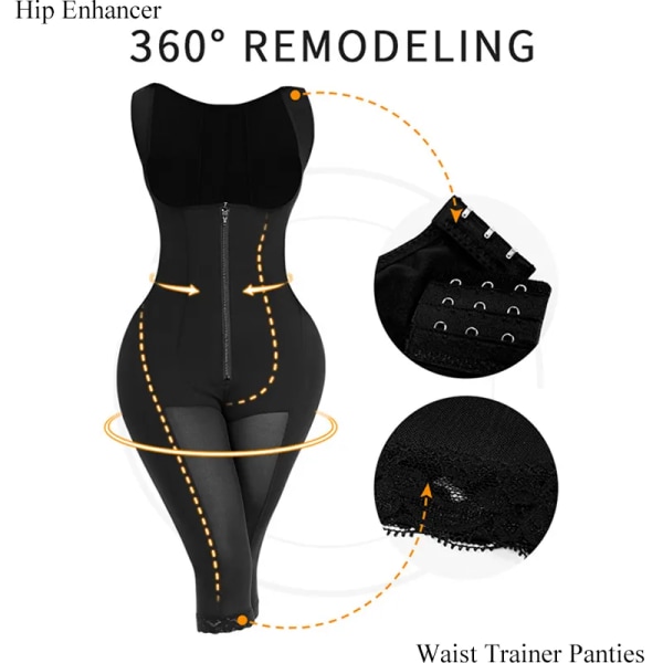 Helkroppsformad kompressionsgördel Fajas colombianska korrigerande underkläder Magekontroll Shaper Butt Lift Slim Corset Bodysuits Black 5XL