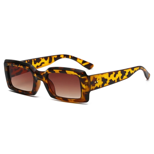 Jelly Color Square Solglasögon Dam Märke Designer Mode Solglasögon Kvinnlig Vintage Liten Båge Ins Populära Oculos De Sol Leopard Other