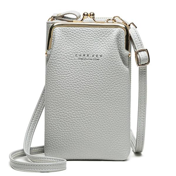 Mode Kvinnor Mini Crossbody-väska & handväskklämmor Telefonpaket Kvinnlig Clutch-plånbok Damer Liten handväska Pu-läder Axelväskor Gray