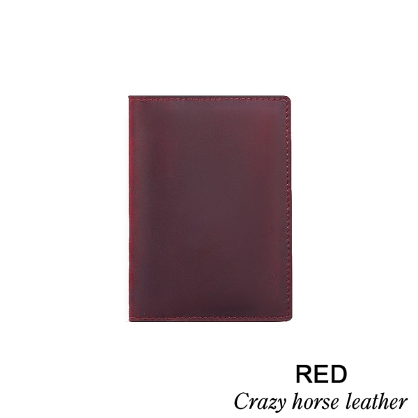 100 % äkta Crazy Horse-läder cover Solid case Business Unisex reseplånbok rekommenderas Red
