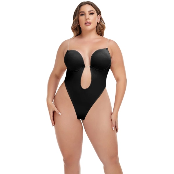 Double under Trainer Shapewear För kvinnor Plus Size Rygglös Inbyggd BH Body Shaper Sömlös med Öppen Stretch Vinyl Body A XXXL