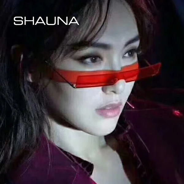 SHAUNA Mode halvram små rektangulära solglasögon Dammärke Designer Ins Populära One Piece Röda nyanser Herr Silver Reflective