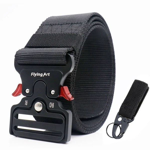 Taktiskt nylon för män Army Militärbälte Byxor Metallspänne Canvas Midjeband Man Polis Utomhusträning Midjebälte brett belt with 1 hook(.2363) 125cm(.2363)