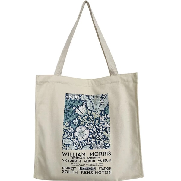 UK Arts Kvinnlig Canvas Axelväska William Morris Vintage Print Dragkedja Böcker Handväska Stor väska För Kvinnor Shopping Flower Garden